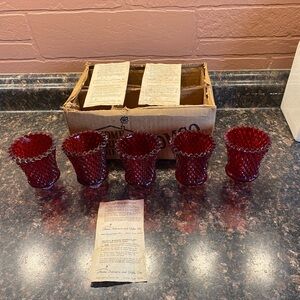 Homco Ruby Red Glass Candle Holders